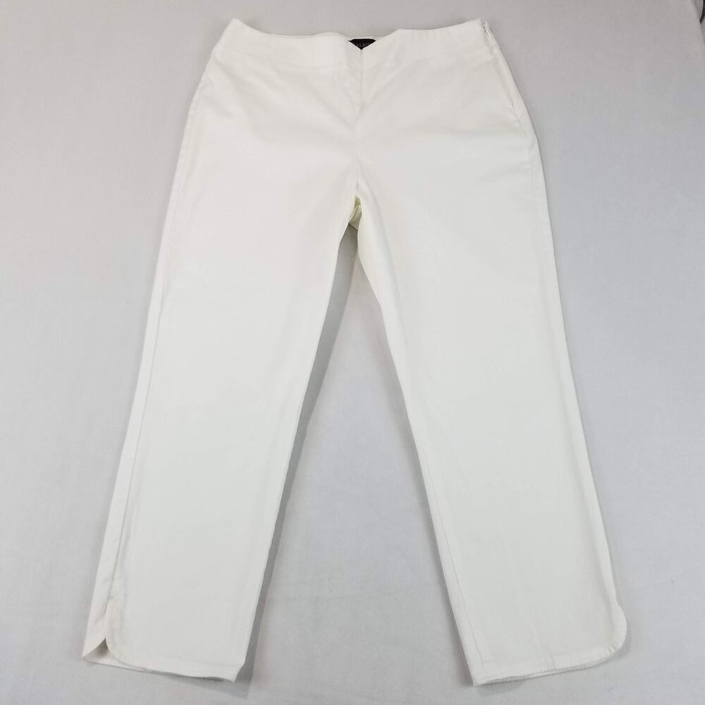 Talbots Pants Womens 12 Heritage Capri Straight Stretch Side Zip Cotton Blend